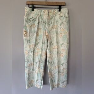 Women’s Bass Pastel Leaf Print Crop Pants, Preloved, Size 8